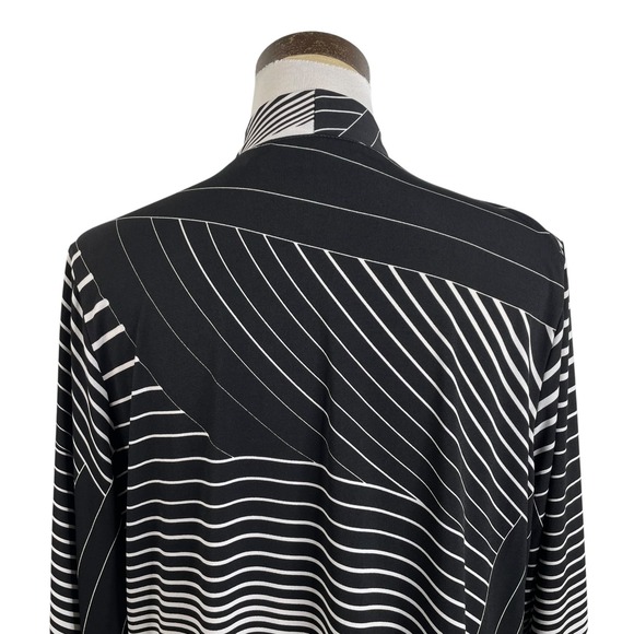 Susan Graver Liquid Knit Open Cardigan Top Women's  Sz Large Black White Stretch - Picture 11 of 16